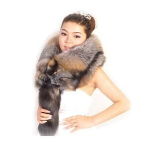 9359 Luxury Real Fox Fur Scarf- Natural Color, Ethically Sourced